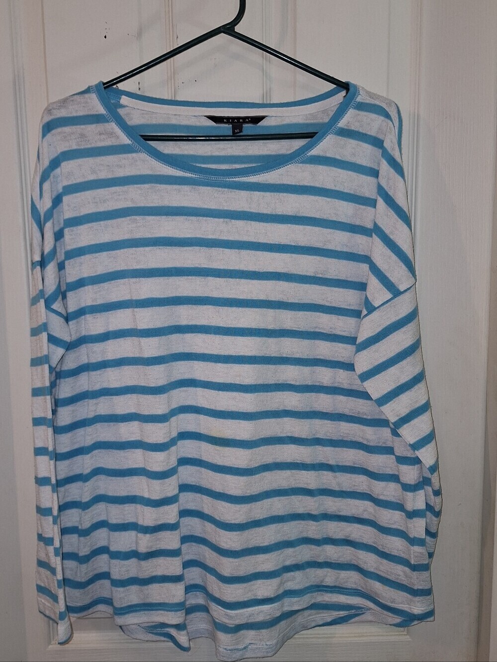 Kiara Large Blue White Striped Long Sleeve Top